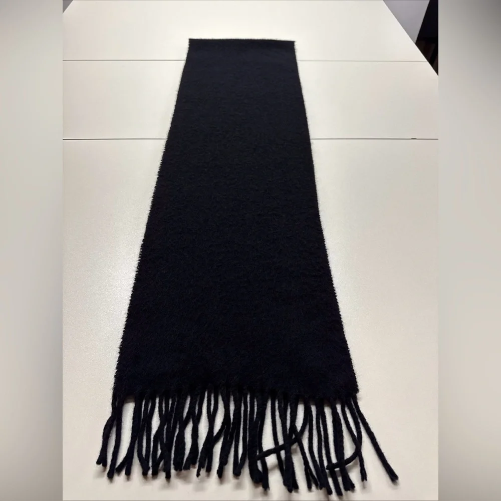 VTG Ralph Lauren Men’s Black 100% Lambswool Neck Scarf‎ Wool Made Italy Preppy